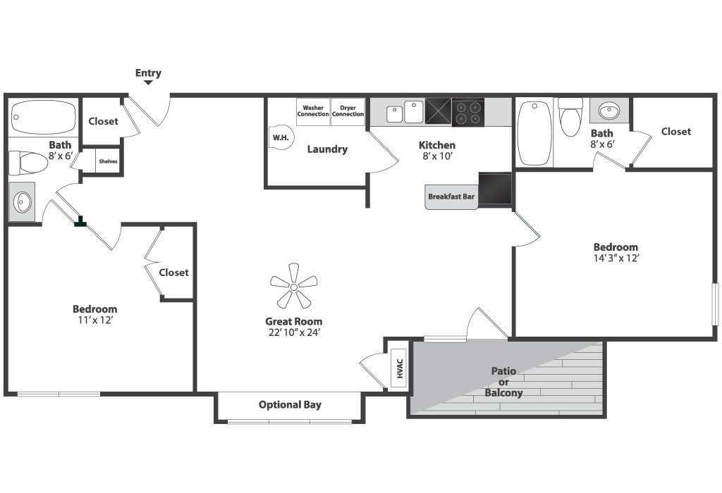 Two Bedroom Split Floor Plan | napCincinnati